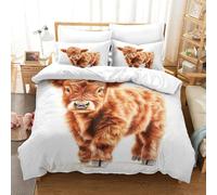 Highland Cattle Three-dimensional Printing Bedding Bedding Ensemble Highland Cattle Quilt Cover Superior Microfiber Pillow Slip Included Plush And Low-maintenance Double（200x200cm）