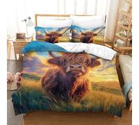 Highland Cattle Three-dimensional Printing Bedding Bedding Ensemble Highland Cattle Quilt Cover Ultra-fine Fiber Pillow Slip Included Plush And Low-maintenance King（220x240cm）