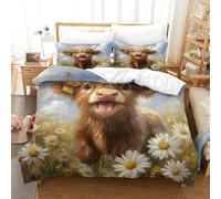 Highland Cattle Three-dimensional Printing Bedding Comforter Set Highland Cattle Bed Cover High-thread-count Fabric Pillow Slip Included Gentle And Washable Super King（260x220cm）