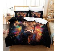 Highland Cattle Three-dimensional Printing Bedding Comforter Set Highland Cattle Bed Cover Superior Microfiber Pillow Slip Included Soft-to-the-touch And Manageable Double（200x200cm）