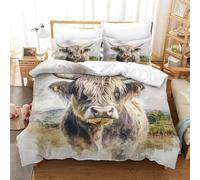 Highland Cattle Three-dimensional Printing Bedding Comforter Set Highland Cattle Bed Cover Superior Microfiber Pillow Slip Included Gentle And Washable Single（140x200cm）