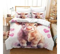 Highland Cattle Three-dimensional Printing Bedding Comforter Set Highland Cattle Bed Cover Superior Microfiber Pillow Slip Included Plush And Low-maintenance Double（200x200cm）