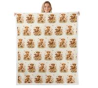 Highland Cattle Throw Blanket Funny Animal Cow Floral Fleece Flannel Blankets Kids Boys Girls Room Decor Rustic Farmhouse Bull Wildlife Bed Blankets for Bed Sofa Couch Brown Plush Blanket Baby 30"x40"