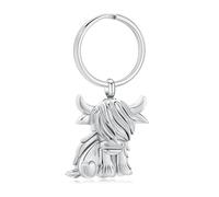 Highland Cattle Urn Keychain for Ashes for Human Pet Cremation Jewelry for Men Women Cow Keepsake Key Chain