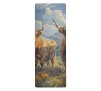 Highland Cattle Wild Cartoon non toxic yoga mat for floor printed, non slip, hot yoga mat towel and bag tapete para ejercicio 71x26 inches