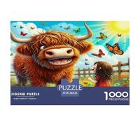 Highland Cattle1000Piece JigsawPuzzlesHighland Cattle ForAdults Colourful Brainteasing Age12+byth ThemeFlowersandBirds Uncover The Puzzle 38x26cm/1000pcs