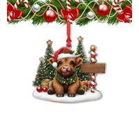 Highland Christmas Decorations | 2D Acrylic Seasonal Decorations - Ornaments for Parties, Indoor Christmas Tree Home Hotel Room Living Room Entrance Party