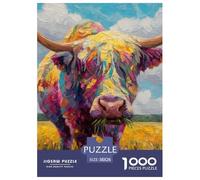Highland Cow 1000 Piece Jigsaw Puzzle Family Game Classic Jigsaw Puzzles Beautiful Decoration Puzzle for Travel Gifts,Present 38x26cm/1000pcs
