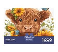 Highland Cow 1000 Piece Jigsaw Puzzle Family Game Creative Jigsaws Color Challenge for Travel Gifts,Present 70x50cm/1000pcs