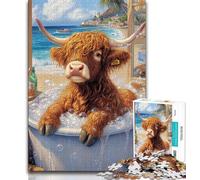 Highland Cow 1000 Piece Jigsaw Puzzle for Adults And Teenagers,Decompressing Intellectual Educational Toy Secret Santa Gifts (75x50cm)