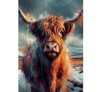 Highland Cow Abstract Premium Print A3 Size 42cm x 29.7cm