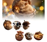Highland Cow Acorn Ornaments, Cozy Christmas Ornaments, 2D Cute Animal Christmas Trees Hanging Decorations, Rustic Nature-Themed Home Decor, Highland Cow Animal Lovers Gift (6, Mix-A)