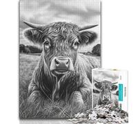Highland Cow Adult Jigsaws 1000 Pieces Difficult,Challenging To Complete But Fun And Humorous Birthday Present,Gifts,Wall Art (38x26cm)