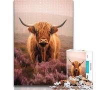 Highland Cow Adult Jigsaws 1000 Pieces Difficult,Help The Brain Exercise Addictive Toys to Cultivate Patience Great Gift 38x52cm