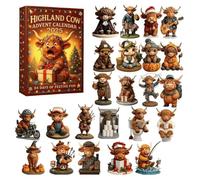 Highland Cow Advent Calendar 2025,Countdown Highland Cow Christmas Blind Box- Handmade 3D Soft Highland Cows Doll Ornaments For Christmas Tree Home Decoration and Gift (Brown Box)