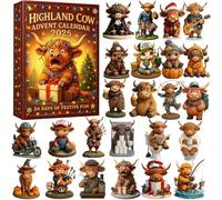 Highland Cow Advent Calendar 2025, Handmade Highland Cow Doll Ornaments, 24-Day Christmas Advent Calendar, With Cute 2d Highland Cow Hanging Ornaments, A Fun For Family And Friends