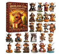 Highland Cow Advent Calendar 2025, Handmade Highland Cow Doll Ornaments, 24-Day Christmas Advent Calendar, With Cute 3d Highland Cow Hanging Ornaments, A Fun For Family And Friends