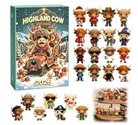 Highland Cow Advent Calendar 2026, 24-Days Advent Calendar 2026 (Type C) | 24-Day Countdown, 3D Bull Figurine, Blind Box Set, Mini Ornaments, Cattle Figurines