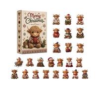 Highland Cow Advent Calendar 2026, 24 Days Christmas Ornaments Countdown，C | 24 Cute 2D Highland Cow Hanging Ornaments, Farmhouse Xmas Tree Decor, Festive Gift for Cow Lovers, Christmas Countdown Fun