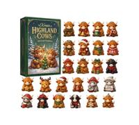 Highland Cow Advent Calendar 2026, 24 Days Christmas Ornaments Countdown，D | 24 Cute 2D Highland Cow Hanging Ornaments, Farmhouse Xmas Tree Decor, Festive Gift for Cow Lovers, Christmas Countdown Fun