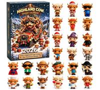 Highland Cow Advent Calendar 2026, 24Days 3D Christmas Countdown Calendars | 24 Mini Highland Cow Figurines Collectibles, Advent Calendar for Christmas Tree Decor Ornaments