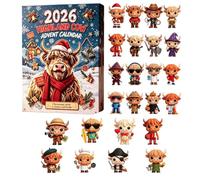 Highland Cow Advent Calendar 2026, 3D Christmas advent calendars - 24Pcs | Open one mini cattle figurine each day for a cozy 24-day Christmas countdown, then display the complete collection