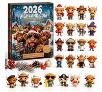 Highland Cow Advent Calendar 2026, 3D Christmas advent calendars - 24Pcs | Open one mini cattle figurine each day for a cozy 24-day Christmas countdown, then display the complete collection