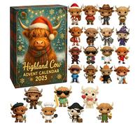 Highland Cow Advent Calendar 24 Acrylic Highland Cow Christmas Countdown Pendants Christmas Decorations Hanging Christmas Tree Gifts for Cow Lovers