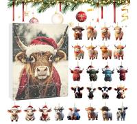 Highland Cow Advent Calendars 2025, 24 Days Christmas Countdown Calendar, Acrylic Cattle Hanging Decoration, Festive Playset Perfect for Kids & Adults, Cows Lovers Gift