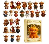 Highland Cow advent calendars 2025, Highland Cow Figurine advent calendars 2025 With 24 Pcs Cute Christmas Ornaments, 24-Day Christmas CountdownCalendar Gift,A Fun For Family And Friends