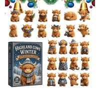Highland Cow Advent Calendars 2026,24 2D Acrylic Cute Cow Hanging Ornaments | 24-Day Christmas Countdown Calendar, Christmas Tree Decor - For Boys Girls Home Living Room Entryway Shelf Desk Wall Party