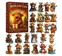 Highland Cow Adventt Calendar 2025, Christmas Adventt Calendar 24 Days Countdown With 24 Acrylic Highland Cow, Christmas 2d Toy Advents Calendars Giftt For Kids Girls Boys