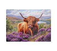 Warren Reed - Designer Highland Cow Amongst Heather Chopping Board, Brown