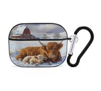 Highland Cow And Little Farmhouse Printed Bluetooth Earbuds Case Colorful Wireless Headphones Covers Compatible With AirPods Pro 2