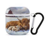 Highland Cow And Little Farmhouse Trendy Bluetooth Earbuds Protector Cute Wireless Earbud Case Covers Compatible with Airpods 1/2