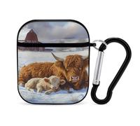Highland Cow And Little Farmhouse Trendy Bluetooth Earbuds Protector Cute Wireless Earbud Case Covers Compatible with Airpods 1/2