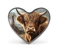 Highland Cow And Windmill Custom Brooch Pin Heart Lapel Pins Tie Suit Dress Accessories for Men Women Wedding Birthday