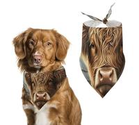 Highland Cow And Windmill Printed Dog Bandanas Pet Scarf Triangle Adjustable Kerchief Accessories for Cat Dog