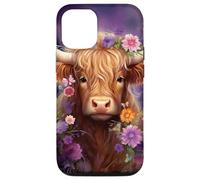 Highland Cow Animal Lover Purple Flower Case for iPhone 12/12 Pro
