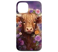 Highland Cow Animal Lover Purple Flower Case for iPhone 13