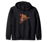 HiGHLaND CoW ANiMaL PRiNT 'SuGaR LuMP' BY SHiRLeY MacARTHuR Zip Hoodie