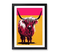 Highland Cow Art Framed Wall Art Print A2 Black