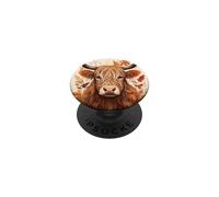 Highland Cow Autumn Falling Leaves Fall Boho PopSockets Adhesive PopGrip