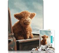 Highland Cow Baby 1000 Piece Jigsaw Puzzles for Adults Gifts,Help The Brain Exercise Addictive Toys to Cultivate Patience Great Gift 50x75cm