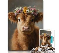 Highland Cow Baby 1000 Pieces Jigsaw Puzzles For Teens And Adults,Educational Toys Is Ideal As A Gift for The Whole Family 38x26cm