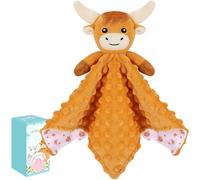 Highland Cow Baby Comforters Blanket Plush Cuddly Toy Comforter Cuddle Blanket Animal Snuggle Toy Comforters Infant Gift for Mom, Cow Toys Loveys Newborn Soft Touch Toddler Boys Girls Plush