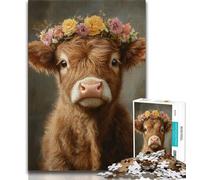 Highland Cow Baby Jigsaw Puzzles for Adults Teenagers Jigsaws Puzzle,Help The Brain Exercise Addictive Toys to Cultivate Patience Suitable for Couples (38x26cm)