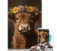 Highland Cow Baby Jigsaw Puzzles for Teenagers 1000 Jigsaws,for Educational Game Challenge Toy Unique Home Decor And Gifts (75x50cm)