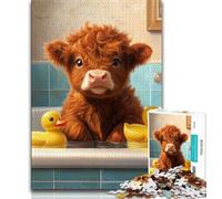 Highland Cow Baby Jigsaw Puzzles for Teenagers 1000 Jigsaws,Learning Educational Toys Family Games Unique Birthday And Gifts 50x75cm