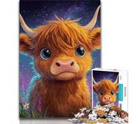 Highland Cow Baby Jigsaw Puzzles for Teenagers,Help The Brain Exercise Addictive Toys to Cultivate Patience A Work of Art 50x75cm
